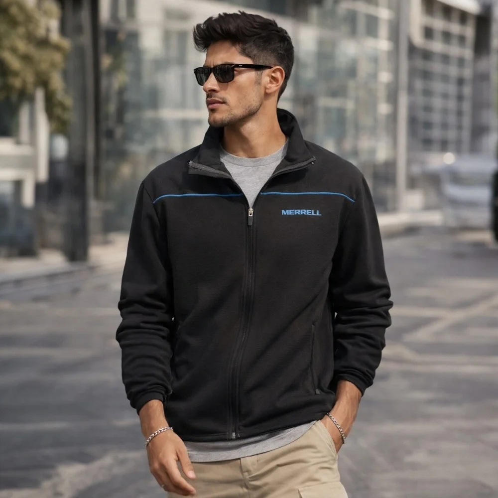 Merrell Aeroblock Soft Shell Full‎ Zip Performance Jacket Black Blue Men’s L R1
